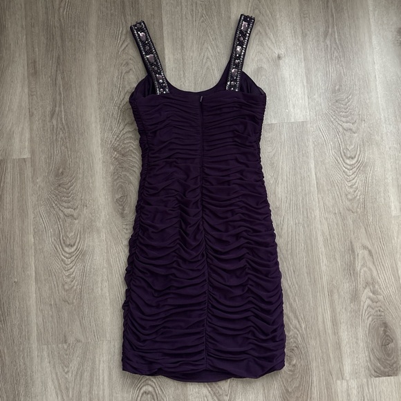 Purple Ruched Mini Dress - Picture 2 of 4